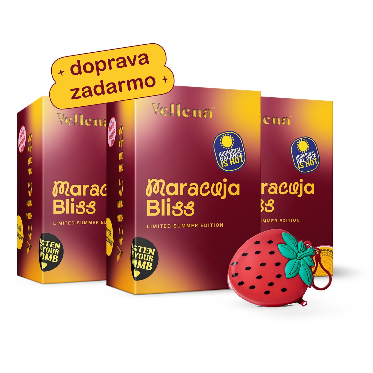 Ženské zdravie | Nápoj 3PACK + prívesok ZADARMO | Marakuja | Vellena