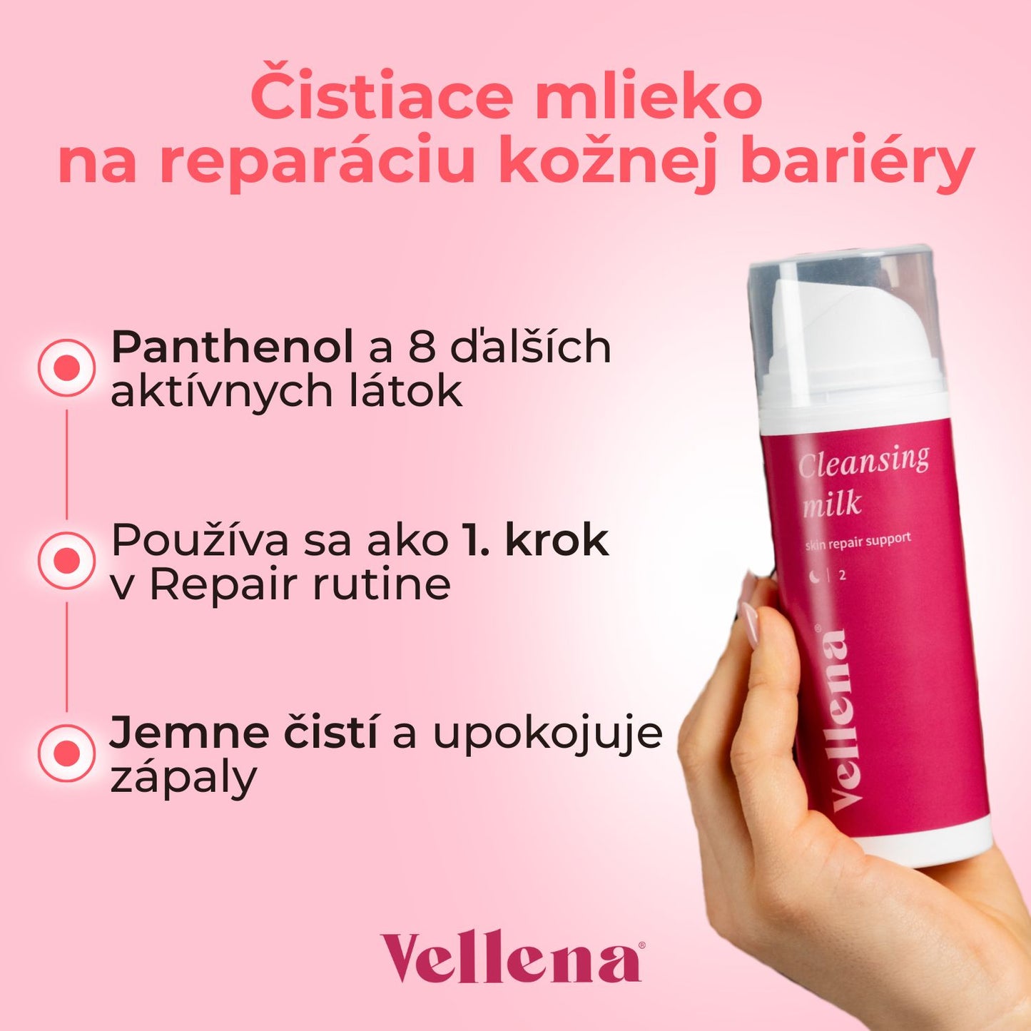 Čistiace mlieko na reparáciu kožnej bariéry 150ml | Vellena