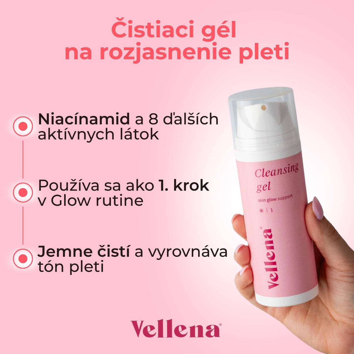 Čistiaci gél na rozjasnenie pleti 150ml | Vellena