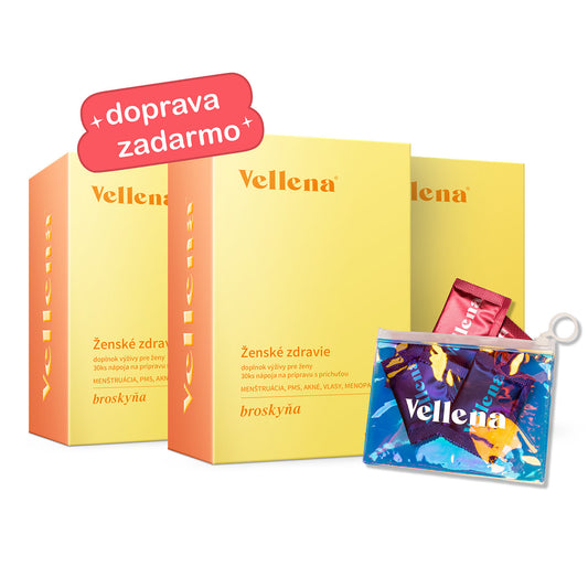 Ženské zdravie | Nápoj 3PACK + taška ZADARMO | Broskyňa | Vellena