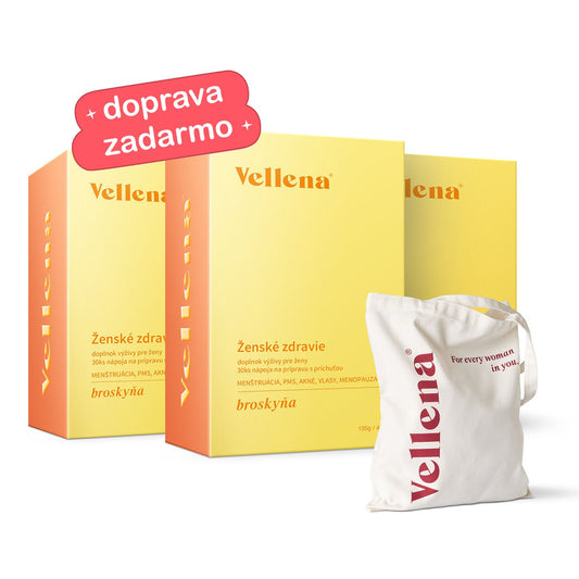 Ženské zdravie | Nápoj 3PACK + taška ZADARMO | Broskyňa | Vellena